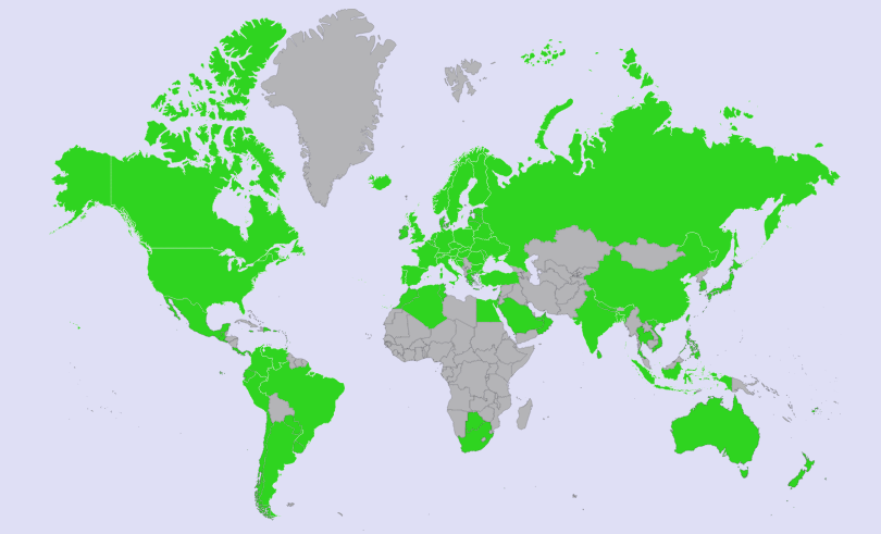 World Map - availability